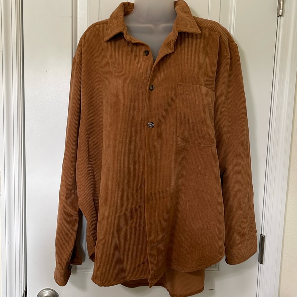 Pink Lily Rust Brown Corduroy Shacket. Size 2xl. - image 1